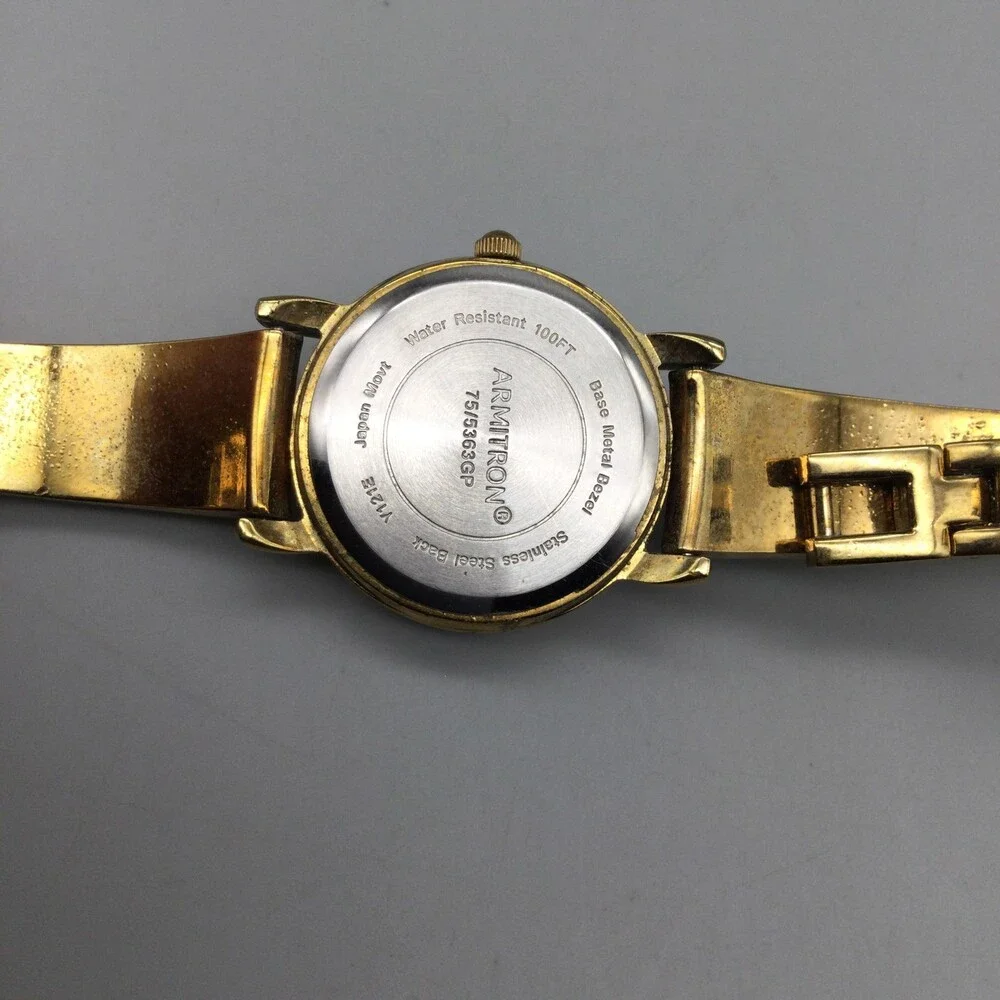 Armitron 755383GP Womens Watch 24mm Gold Tone Diamond New Battery 6.25